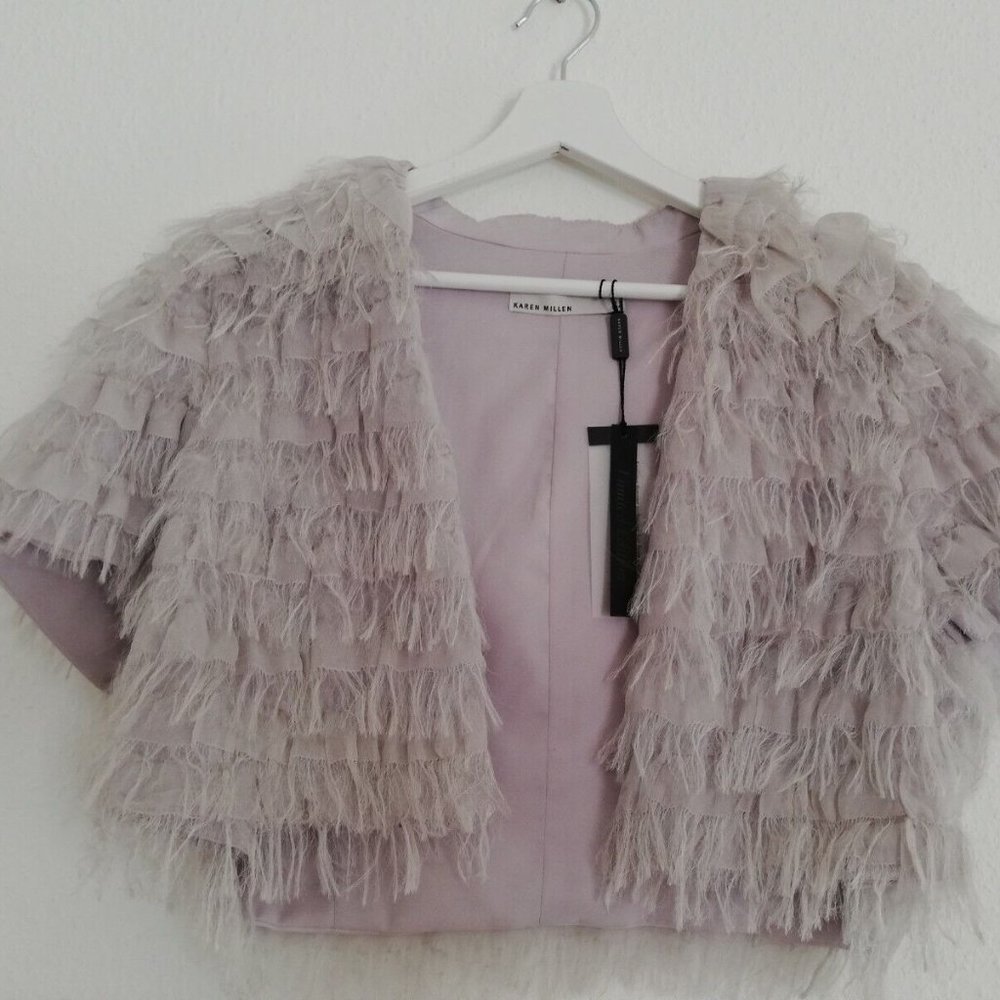 KAREN MILLEN Women's Silk Light Gray Vest